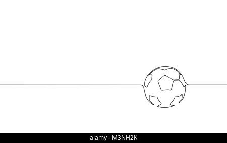 Singola linea continua arte palla calcio silhouette. Finale di Campionato gioco sport design concorrenza uno schizzo schizzo illustrazione vettoriale Illustrazione Vettoriale