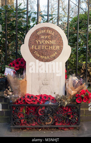 Un memoriale di Yvonne Fletcher in Londra Foto Stock