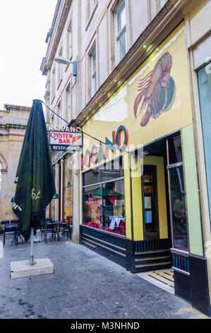 Vista esterna del famoso Rogano ristorante di pesce, luogo di scambio, Glasgow, Scotland, Regno Unito Foto Stock