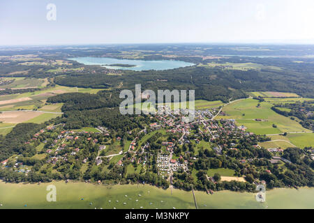 Vista aerea di Buch.Ammersee, Inning am Ammersee, Baviera, Germania Foto Stock