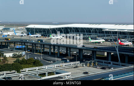 Shanghai Pudong International Airport Terminal Cina Foto Stock