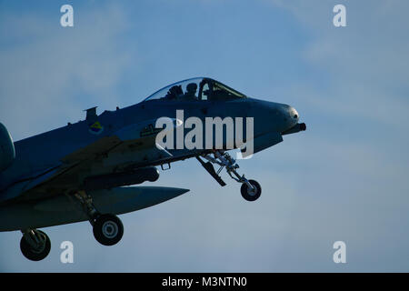 Un U.S. Air Force A-10C Thunderbolt II prende il largo durante il Bushwhacker 18-02 Cactus bandiera esercizio a Davis-Monthan Air Force Base, Ariz., 11 febbraio, 2018. La bandiera di Cactus esercizio è progettato per testare Davis-Monthan AFB è in grado di offrire un attacco aereo in qualsiasi parte del mondo. (U.S. Air Force photo by Staff Sgt. Chris Drzazgowski) Foto Stock