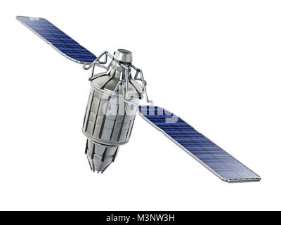 Satellite isolati su sfondo bianco. 3D'illustrazione. Foto Stock