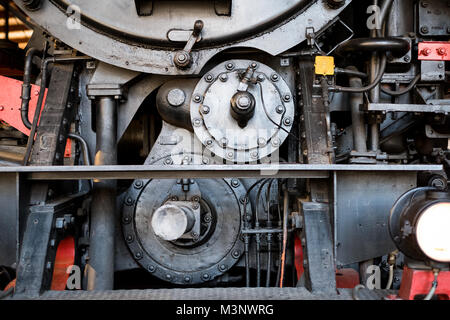 I vecchi macchinari abstract - dettaglio anteriore della locomotiva a vapore - Foto Stock
