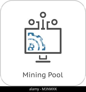 Bitcoin Mining Pool Icona. Illustrazione Vettoriale