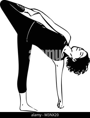 Illustrazione astratta della bella sportiva montare yogini donna le pratiche yoga Illustrazione Vettoriale