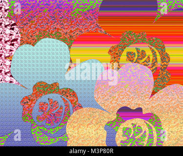 Abstract background in graziosi fiori pastello in texture differenti motivi e colori Foto Stock