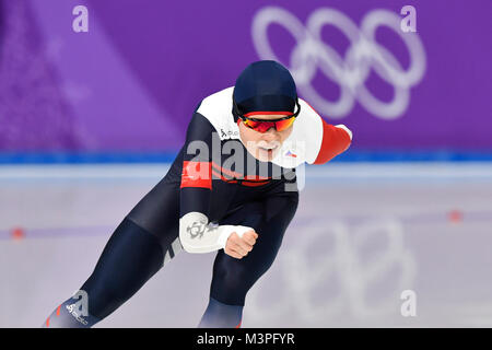 Kangnung, Corea. 10 Febbraio, 2018. Nikola Zdrahalova della Repubblica ceca in azione durante le Olimpiadi Invernali 3000m femminili di pattinaggio di velocità gara al Gangneung ovale in Gangneung, Corea del Sud, 10 febbraio 2018. Credito: Michal Kamaryt/CTK foto/Alamy Live News Foto Stock