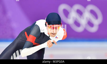 Kangnung, Jizni Corea. 10 Febbraio, 2018. Martina Sablikova della Repubblica ceca in azione durante le Olimpiadi Invernali 3000m femminili di pattinaggio di velocità gara al Gangneung ovale in Gangneung, Corea del Sud, 10 febbraio 2018. Credito: Michal Kamaryt/CTK foto/Alamy Live News Foto Stock