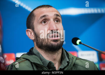 Giorgio Chiellini durante la Juventus - Conferenza stampa prima della Champions League, a Juventus Stadium, a torino, Italia 12 febbraio 2017 Foto Stock