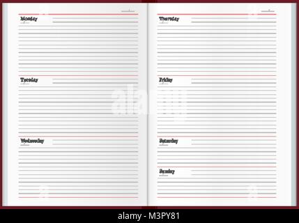 Striping planner settimanale modello. Notebook aziendali illustrazione Illustrazione Vettoriale