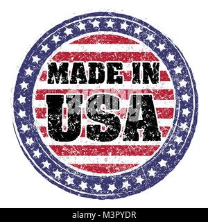 Made in USA di rosso e di blu timbro di gomma Illustrazione Vettoriale