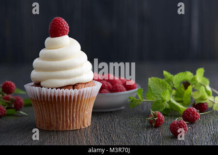 Bella tortine con lamponi freschi Foto Stock
