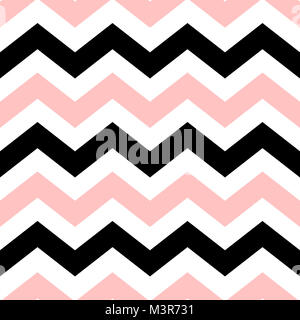 Chevron seamless pattern. In bianco e nero e le linee di colore rosa su sfondo bianco Foto Stock