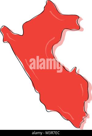 Disegno di fumetti di una mappa di Perù Illustrazione Vettoriale