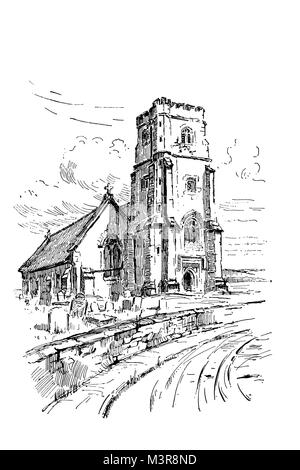 St Edward's Chiesa, Eggbuckland vicino a Plymouth, Devon nel 1880, linea illustrazione di Stanley Nicholson Babb, dal 1895 lo Studio un Magazi illustrato Foto Stock