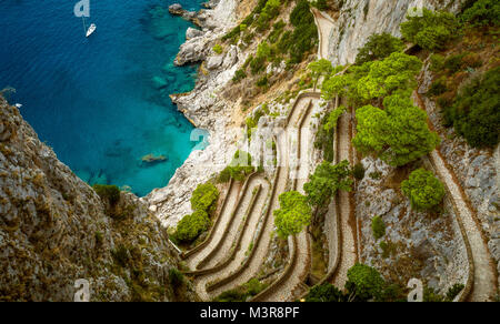 Panorama di Via Krupp sull' isola di Capri in Italia Foto Stock