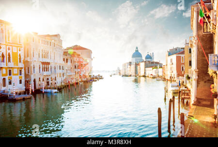 Panorama del Canal Grande di Venezia, Italia - la pittura digitale filtro Foto Stock