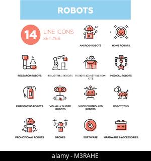 Robot - linea design set di icone Illustrazione Vettoriale
