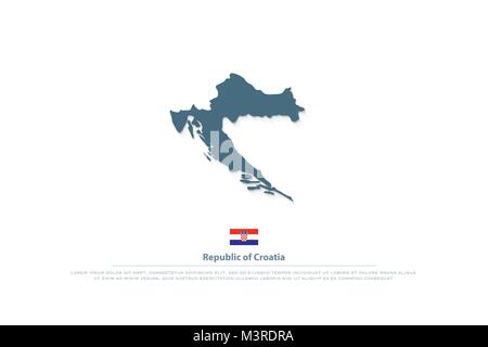 Repubblica di Croazia Mappa isolato e bandiera ufficiale icone. vettore politico croato mappa illustrazione. Europa centrale paese logotipo geografico Illustrazione Vettoriale