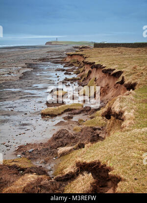 Forti linee di erosione sulla sponda a Sud Walney, Walney Island, Barrow in Furness Foto Stock