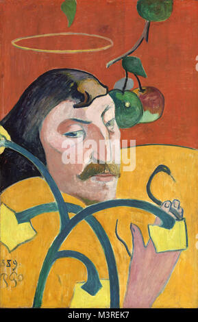 Paul Gauguin (francese, 1848 - 1903 ), autoritratto, 1889, olio su legno, Chester Dale Collection Foto Stock