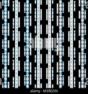 La tecnica digitale astratta strisce geometrica perfetta design pattern in blu e i colori nero e bianco Foto Stock