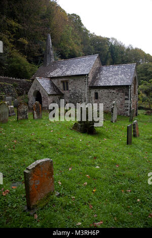 San Beuno la chiesa, Culbone, Somerset - la più piccola chiesa parrocchiale in Inghilterra. Foto Stock