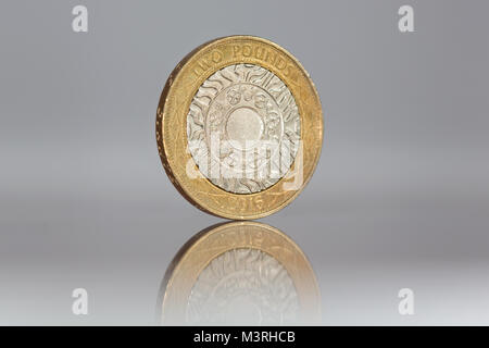 In prossimità dei due Pound Coin Foto Stock