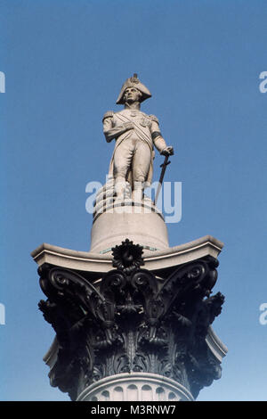 Statua di Orazio Nelson, Trafalgar Square, London, Regno Unito Foto Stock