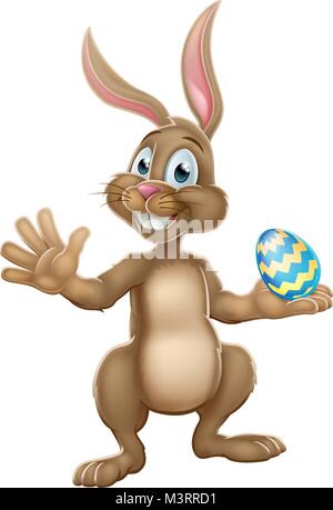 Coniglietto di pasqua coniglio Holding uovo di cioccolato Illustrazione Vettoriale