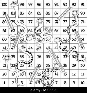 I serpenti e scale in Bianco e Nero Illustrazione Vettoriale