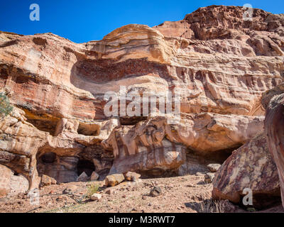 Case abitazioni in Petra città perduta in Giordania Foto Stock