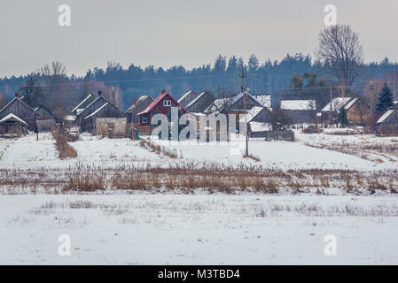 Soce villaggio sulla cosiddetta Terra di ante aperte del sentiero, famoso per la sua architettura tradizionale nel Voivodato Podlaskie del nord-est della Polonia Foto Stock