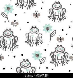 Funny rane blu e grigio vettore seamless pattern. Illustrazione Vettoriale