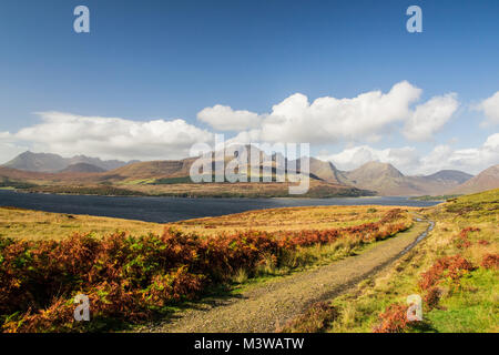 Isola di Skye Paesaggio - Vista sulle montagne Cuillin Foto Stock