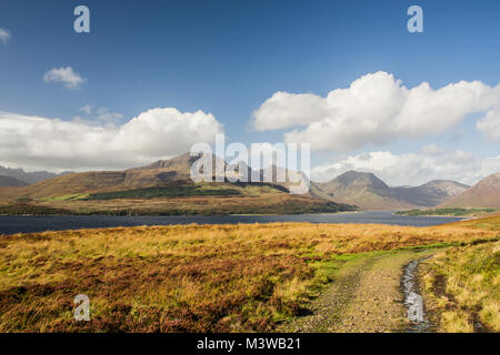 Isola di Skye Paesaggio - Vista sulle montagne Cuillin Foto Stock