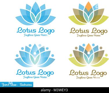 Elegante fiore di loto logo,moderno e semplice logo ispirazioni dal fiore di loto. spa e wellness logo Illustrazione Vettoriale