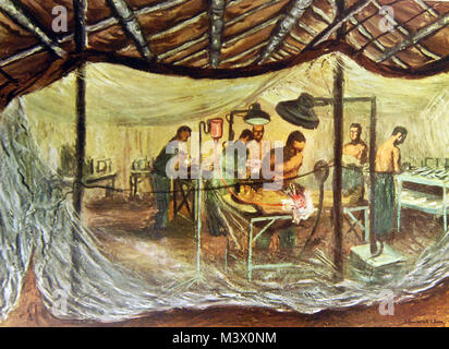 Lotto-7409-10: WWII: dipinti di esercito di medicina. "Jungle Sala Operatoria" Artwork da Howard Baer. Abbott Laboratories. La cortesia della Biblioteca del Congresso. (2018/02/02). Lotto-7409-10 40012619642 o Foto Stock