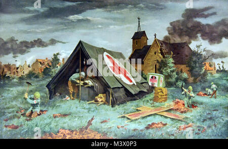 Lotto-7409-15: WWII: dipinti di esercito di medicina. "Domenica in Normandia" Artwork da Lawrence Beale Smith. Abbott Laboratories. La cortesia della Biblioteca del Congresso. (2018/02/02). Lotto-7409-15 40045250751 o Foto Stock