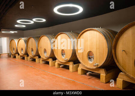 Giant botti da vino in cantina Foto Stock