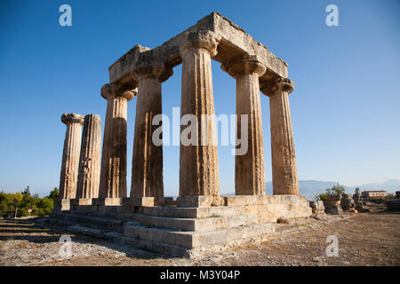 In Europa, in Grecia, Peloponneso, antica Corinto, sito archeologico, Tempio di Apollo Foto Stock