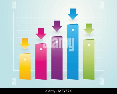 Colonna semplice grafici a colori con indicatori Illustrazione Vettoriale