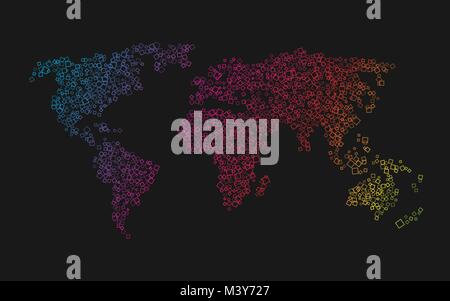 Mappa mondiale dei quadratini colorati Illustrazione Vettoriale