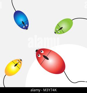 Il colore del mouse per computer con gli occhi Illustrazione Vettoriale