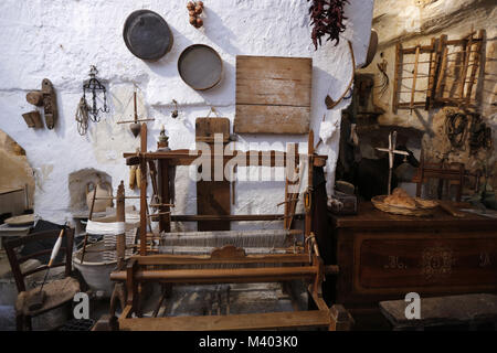 In Italia, Basilicata, Matera, Sassi di Matera, storica casa grotta di Vico Solitario Foto Stock