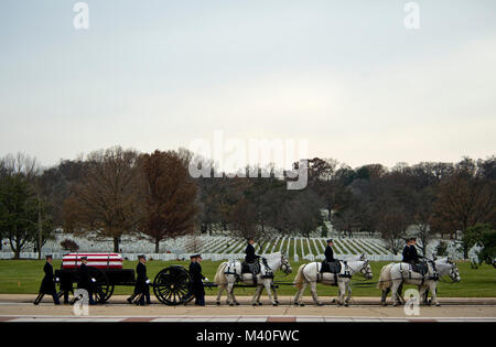 I membri dell'esercito il 3° Reggimento di Fanteria il cassettone plotone portano i resti di U.S. Army Air Forces Sgt. Charles A. Gardner presso il Cimitero Nazionale di Arlington in Arlington, Virginia Gardner, insieme con 11 dei suoi compagni di equipaggio, sono scomparsi il 10 aprile 1944, dopo il suo B-24D Liberatore è stato abbattuto su Nuova Guinea. (U.S. Air Force foto/Master Sgt. Jeffrey Allen) 141204-F-CP197-001 da AirmanMagazine Foto Stock