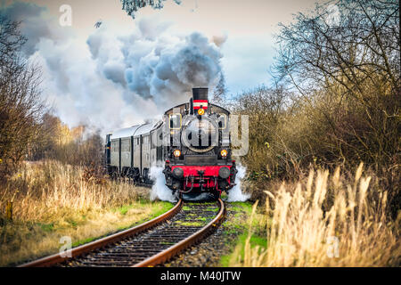 La comunità di lavoro ferroviari locomotiva a vapore Karoline Geesthacht a Bergedorf, Amburgo, Germania, Europa Dampflok Karoline der Arbeitsgemeinschaft G Foto Stock