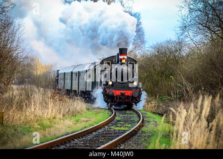 La comunità di lavoro ferroviari locomotiva a vapore Karoline Geesthacht a Bergedorf, Amburgo, Germania, Europa Dampflok Karoline der Arbeitsgemeinschaft G Foto Stock