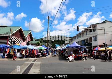 Il mercato di Castries è il più grande su Saint Lucia, situato nel centro della capitale. Foto Stock